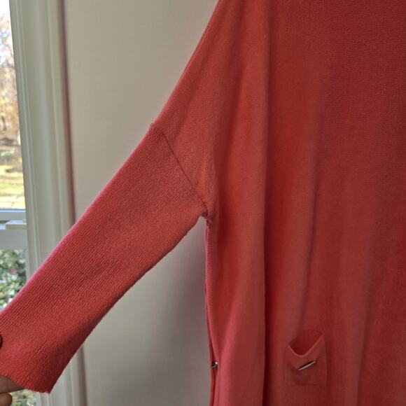 Mersea Catalina Sweater One Size Coral Pink Tunic Pockets Vacation Travel Preppy - Picture 5 of 11